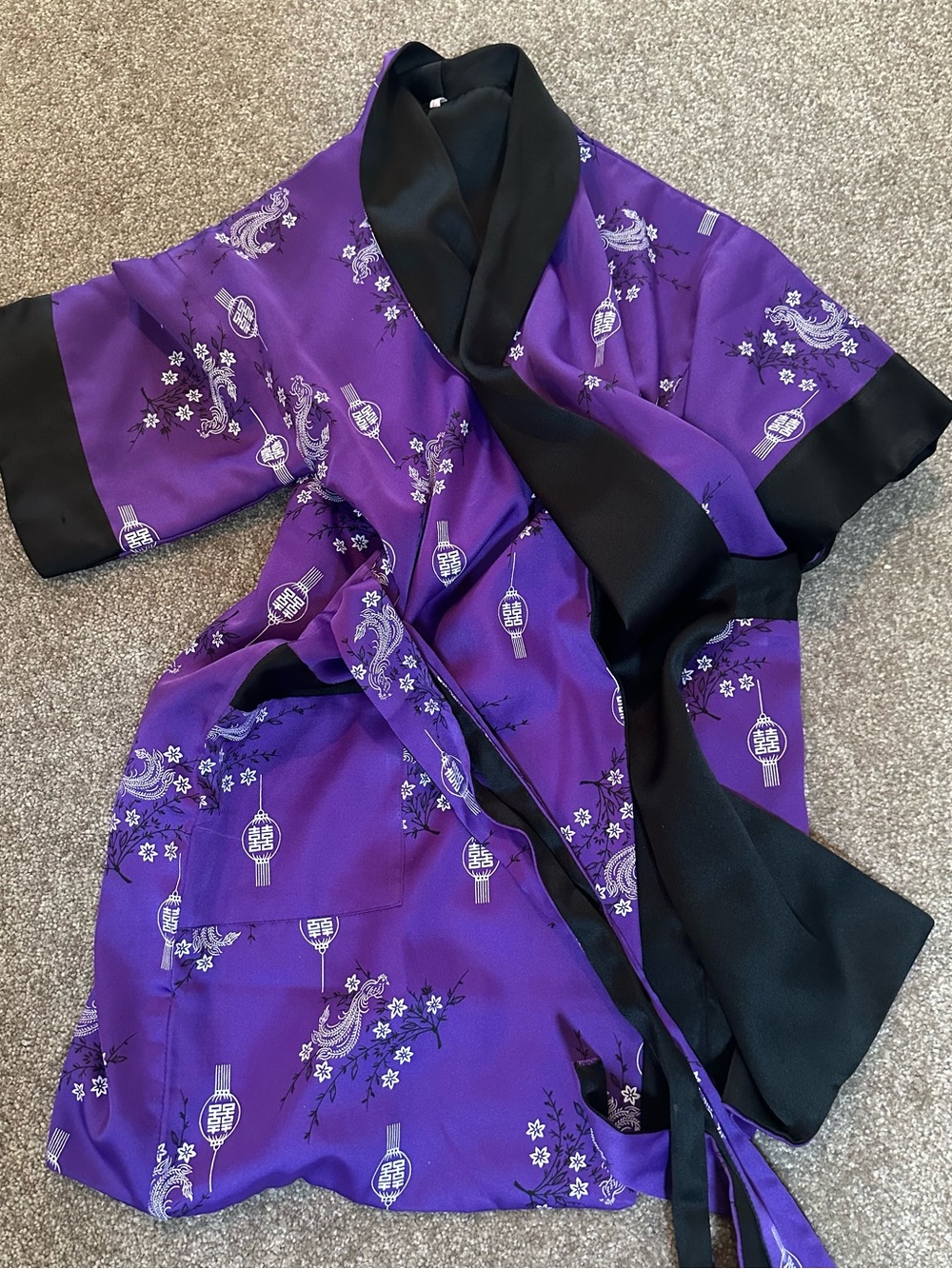 Asian-Inspired Reversible Satin Robe
